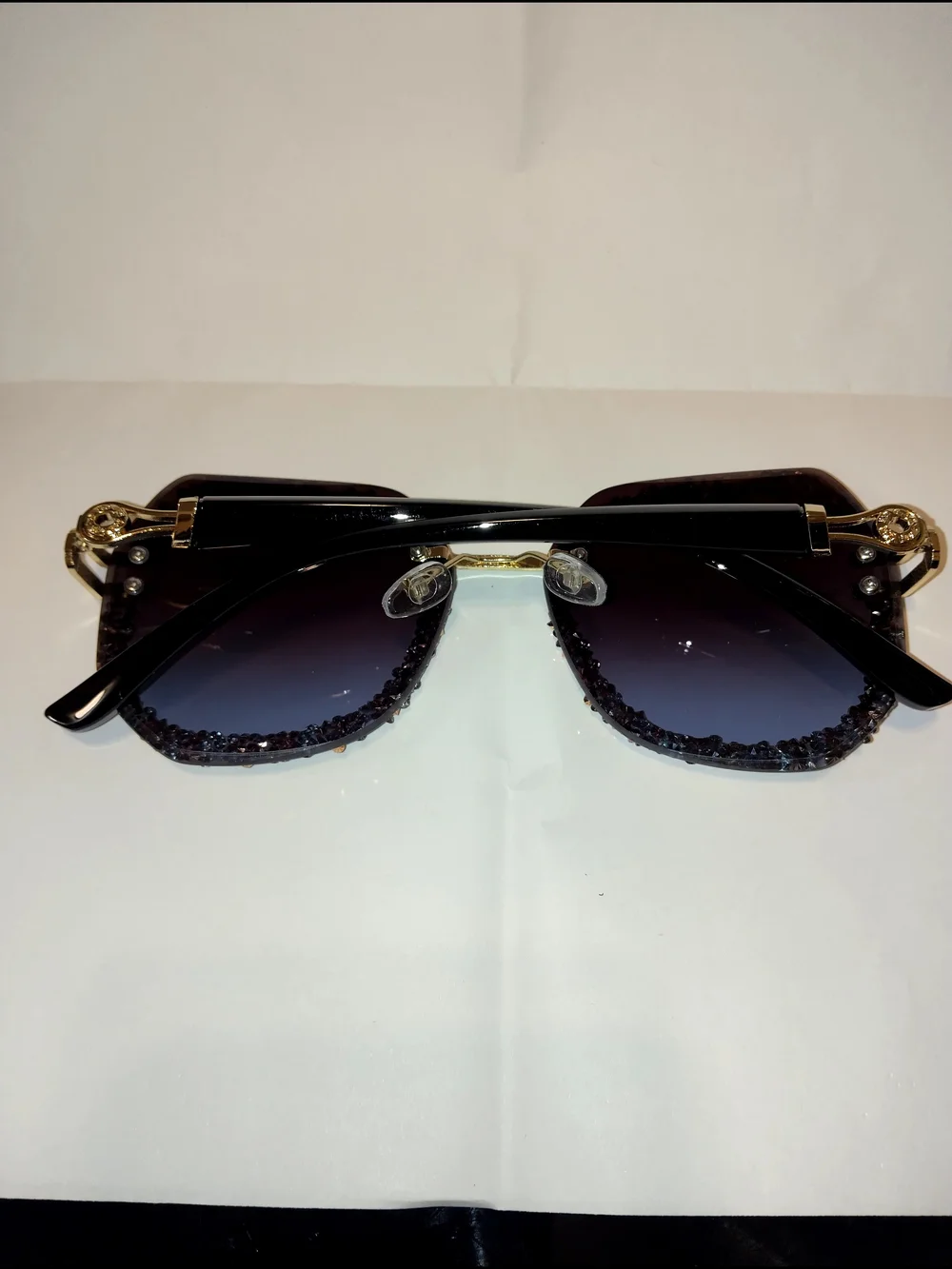 Luxed Black Crystal-Trim Women's Sunglasses